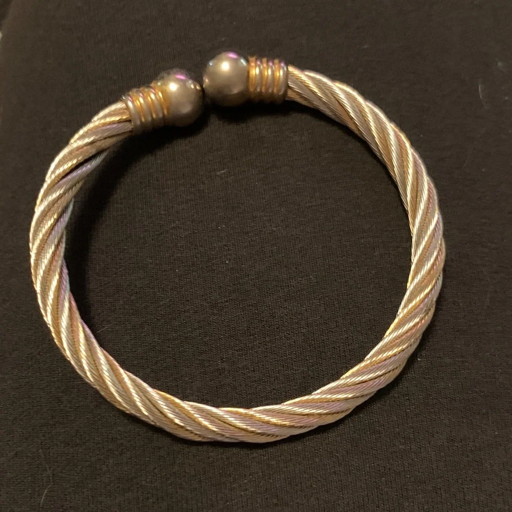 Elegant Twisted Bracelet by Source Unknown in Silver and Gold Tones
